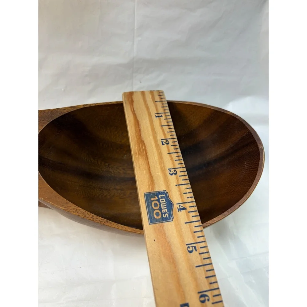 Carabao Brand Philippine Monkey Pod Wood Hand Carved Bowls Set of 3 Vintage